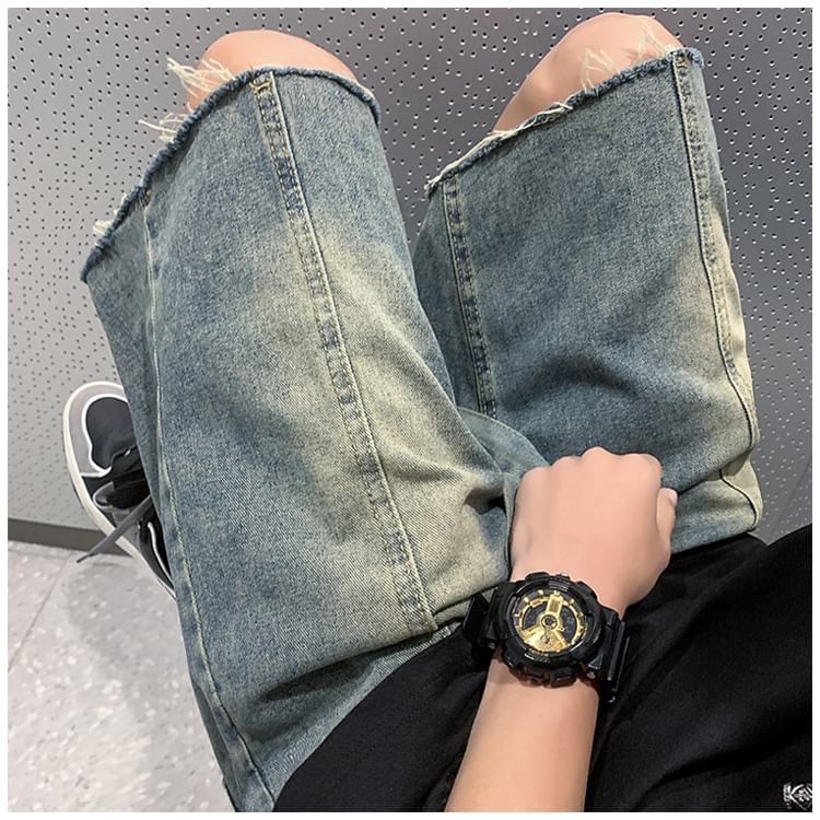Femilina - Hoge taille gerafelde denim shorts