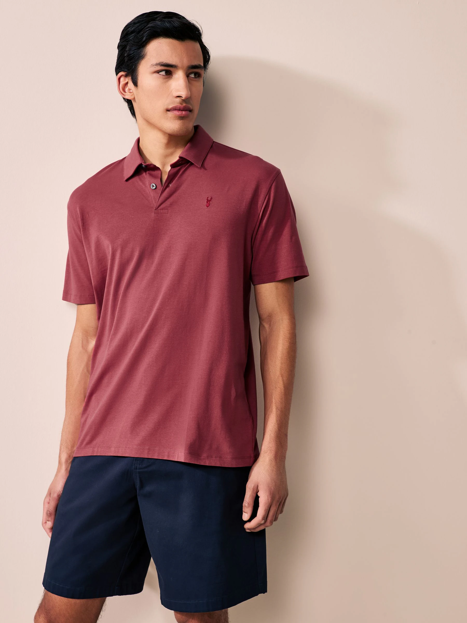 Blauw/Ecru/Rood Strepen - Set van 3 jersey poloshirts met korte mouwen