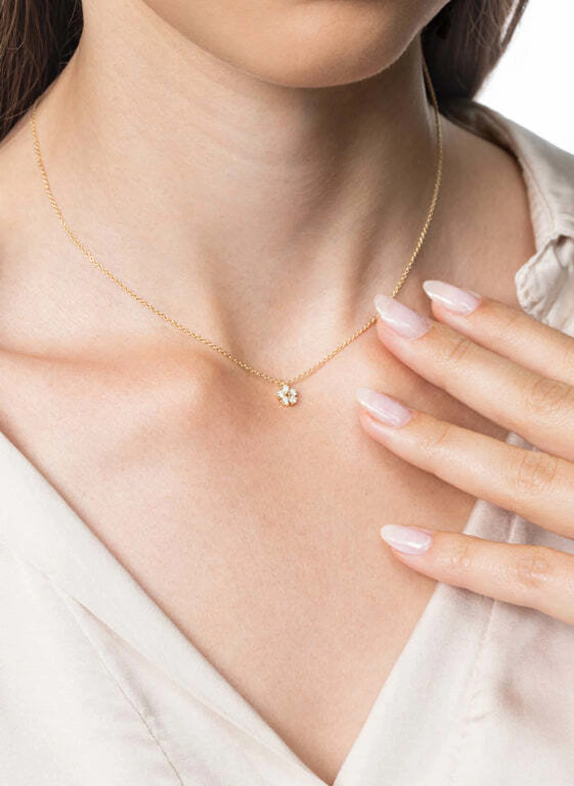 VEYNOU Halskette aus 14 Karat Gelbgold und 0,16ct. lab-grown Diamanten