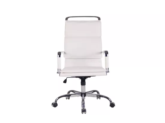 Chaise de bureau - Similicuir & Métal chromé - Blanc - Bedford