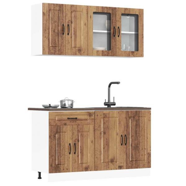 vidaXL 4 Peças Armário de Cozinha Conjunto Kalmar Madeira Velha - 1833518986