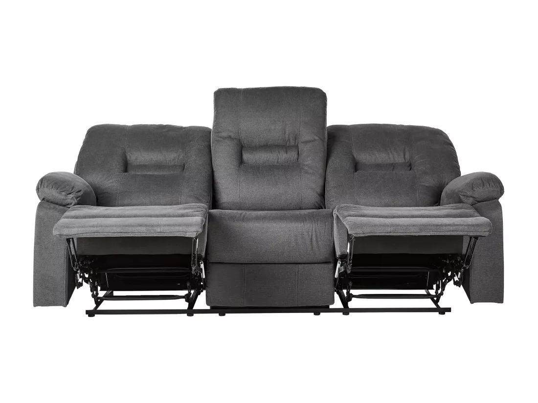 Canapé 3 places inclinable manuellement en tissu gris foncé BERGEN II