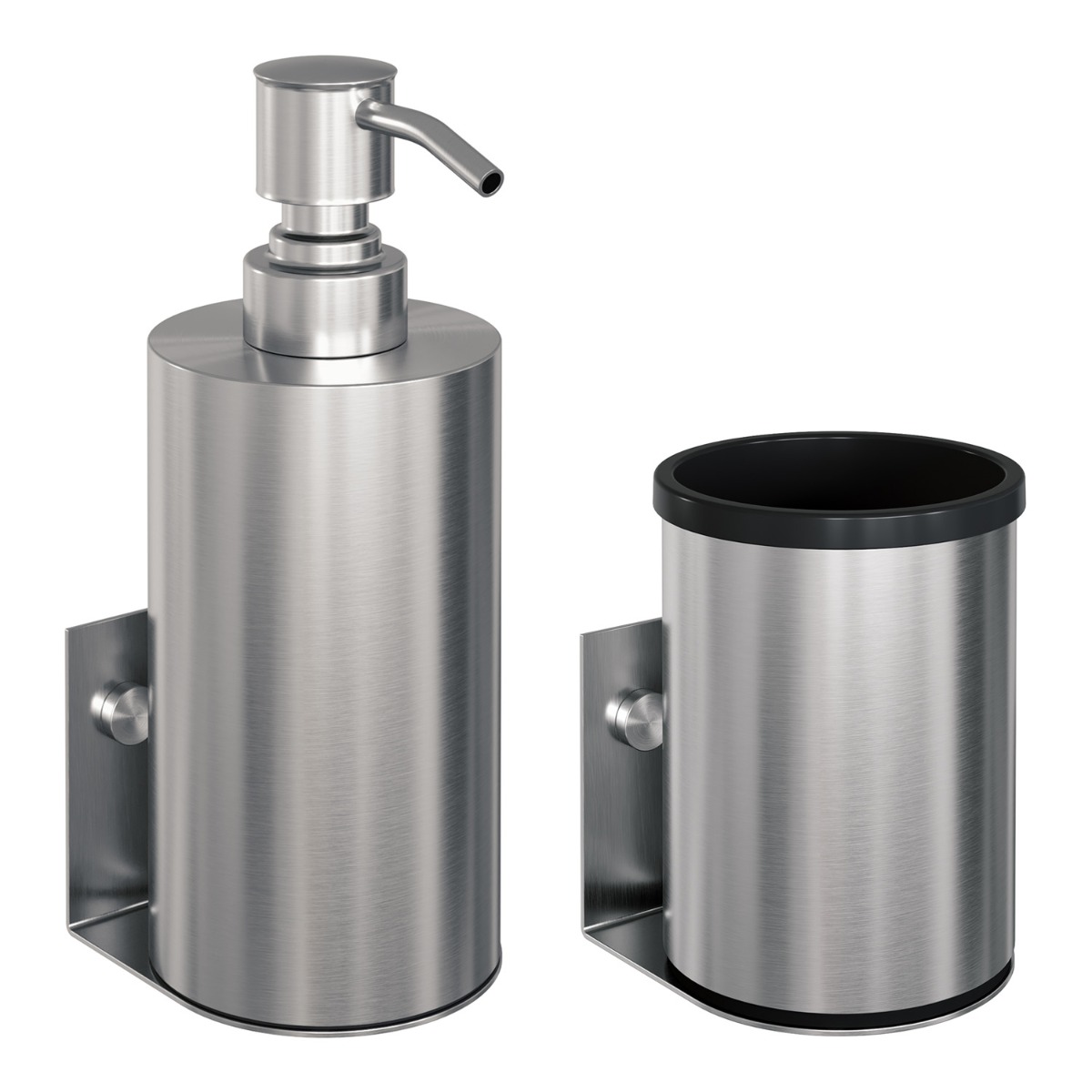 Brauer Brushed Edition zeepdispenser en beker RVS geborsteld