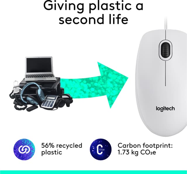 Logitech M100 mus med ledning (hvid)