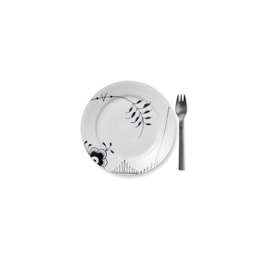Royal Copenhagen Sort Mega Riflet Desserttallerken, Mønster 2, Ø19 cm