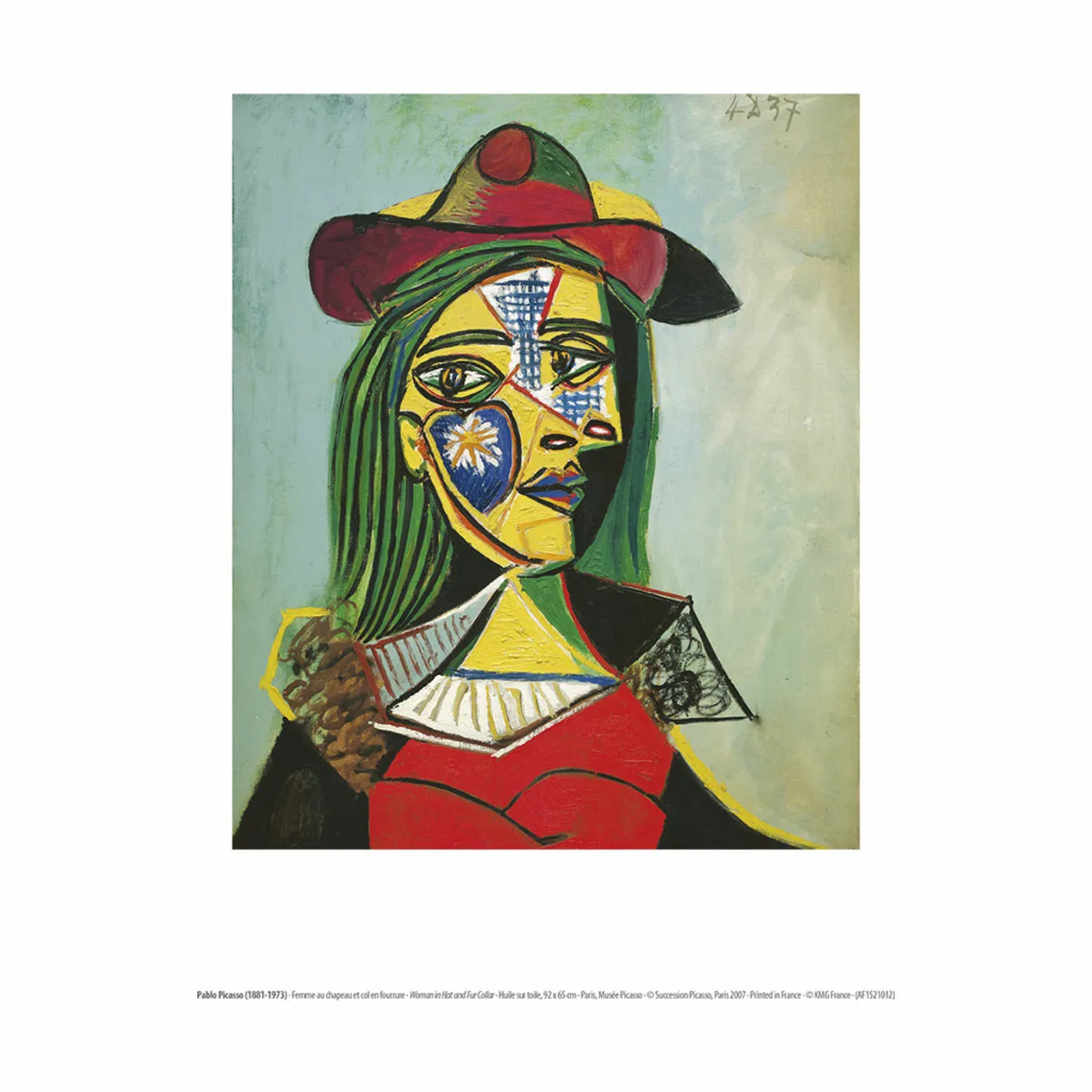 Poster&Frame Picasso plakat - Woman in hat and fur