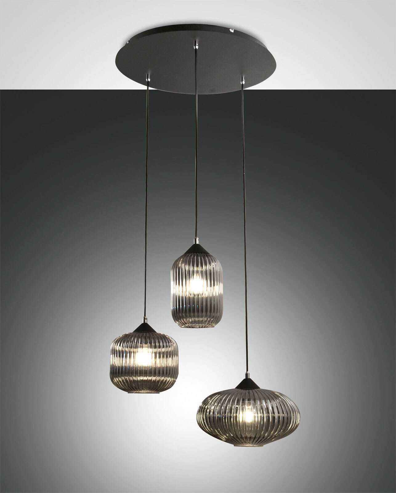 FABAS LUCE Retrofit Pendelleuchte NORDAL 3-flg grau