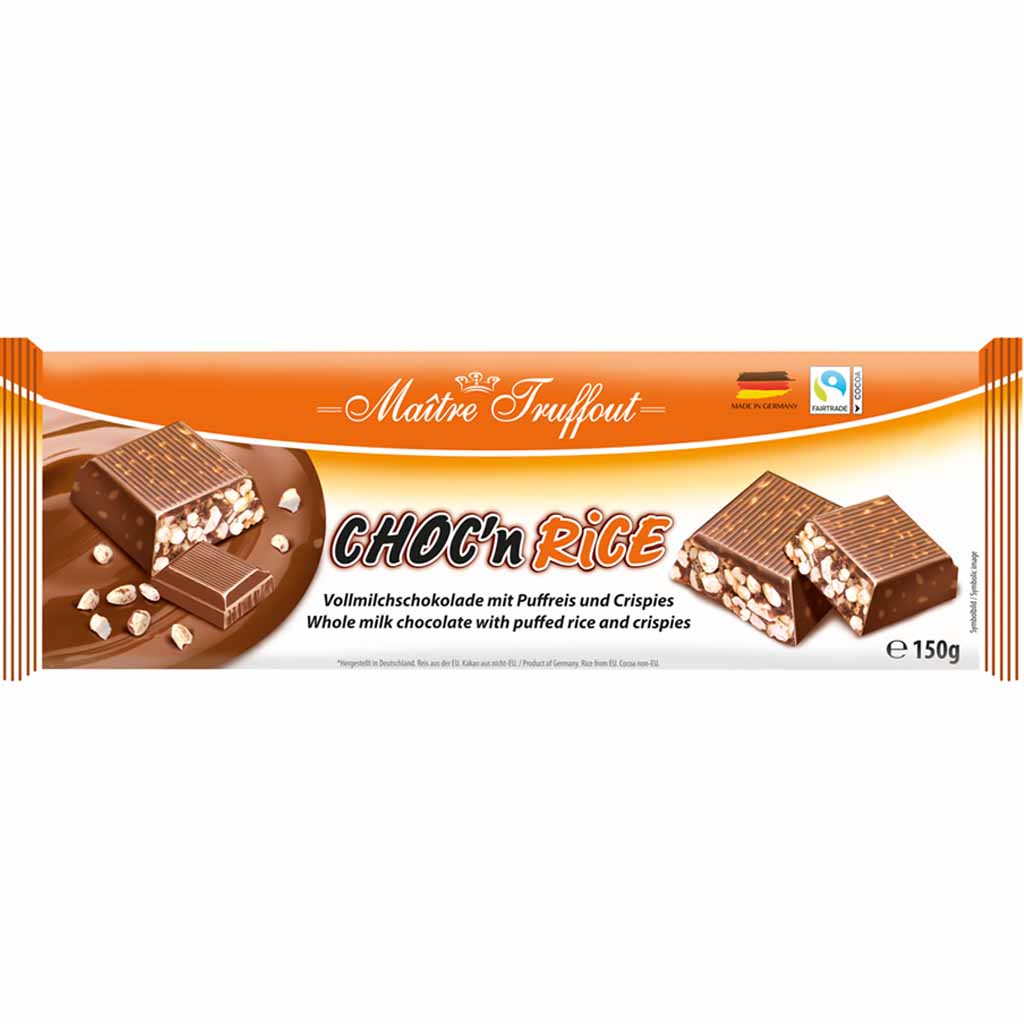 Maitre Trouffout Choc´n Rice Puffreis-Crispies-Schokolade 150g MHD:30.5.25