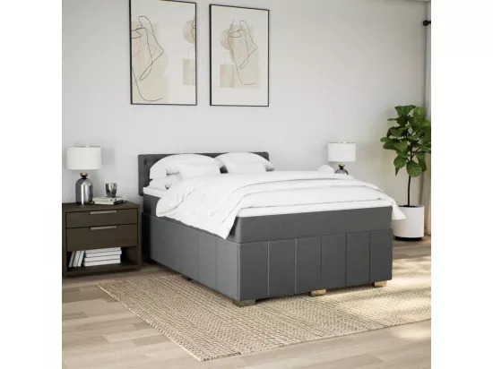 Sommier à lattes de lit avec matelas Gris foncé 160x200cm Tissu