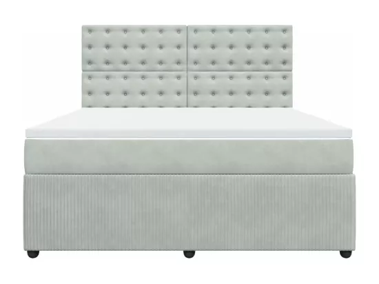 Sommier à lattes de lit et matelas Gris clair 180x200cm Velours