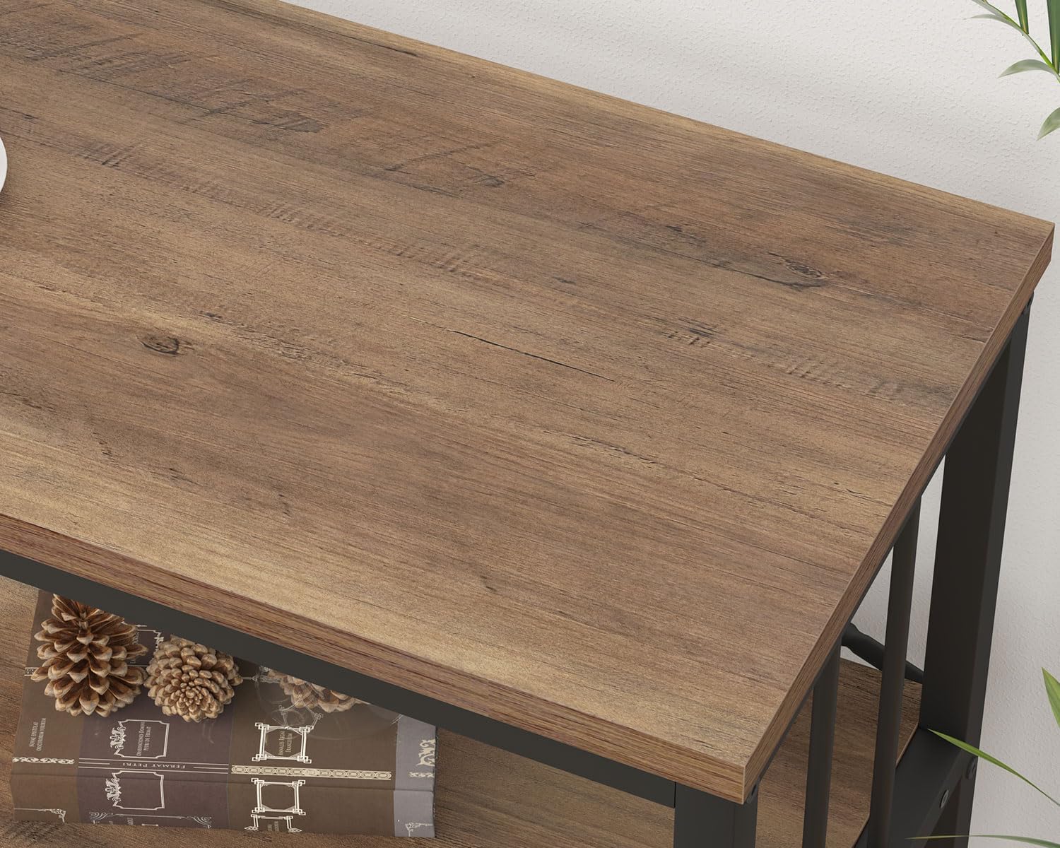 IBF Bücherregal mit 3 Etageren, industrielles kurzes, weit offenes horizontales Bücherregal, Bauernhaus, niedriges Holz, Metall, Bücherregal für Büro, modernes Vintage-Etagere im Schlafzimmer