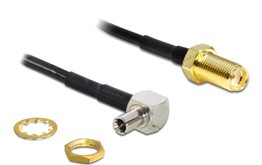 Antennenadapter 90°, 17cm, SMA Buchse (f) - TS-9 Stecker (m)Delock Antennenkabel SMA Buchse zum Einbau > TS-9 90° Stecker 170 mm