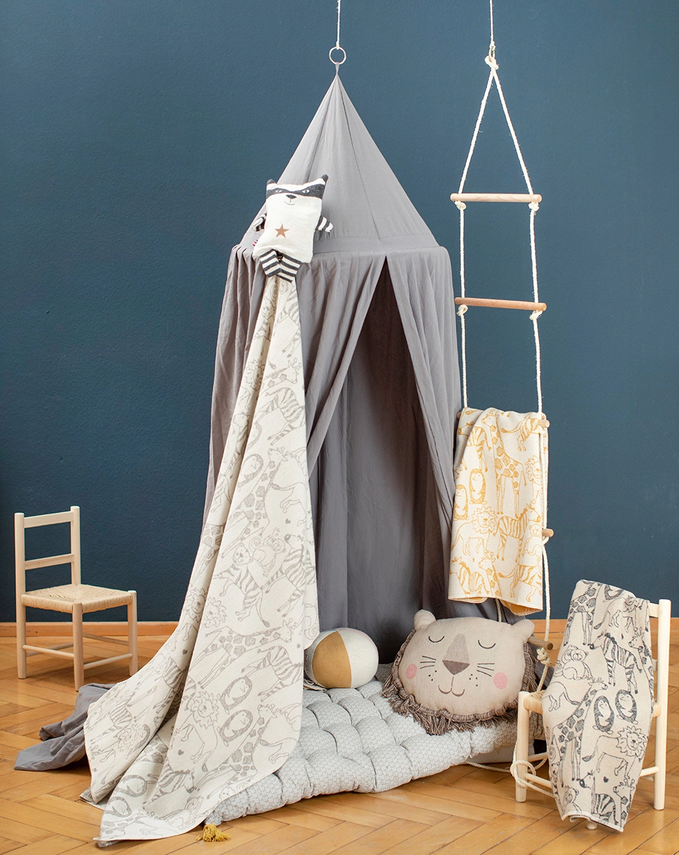 Babydecke JUWEL - SAFARI (70x90) in grau/creme
