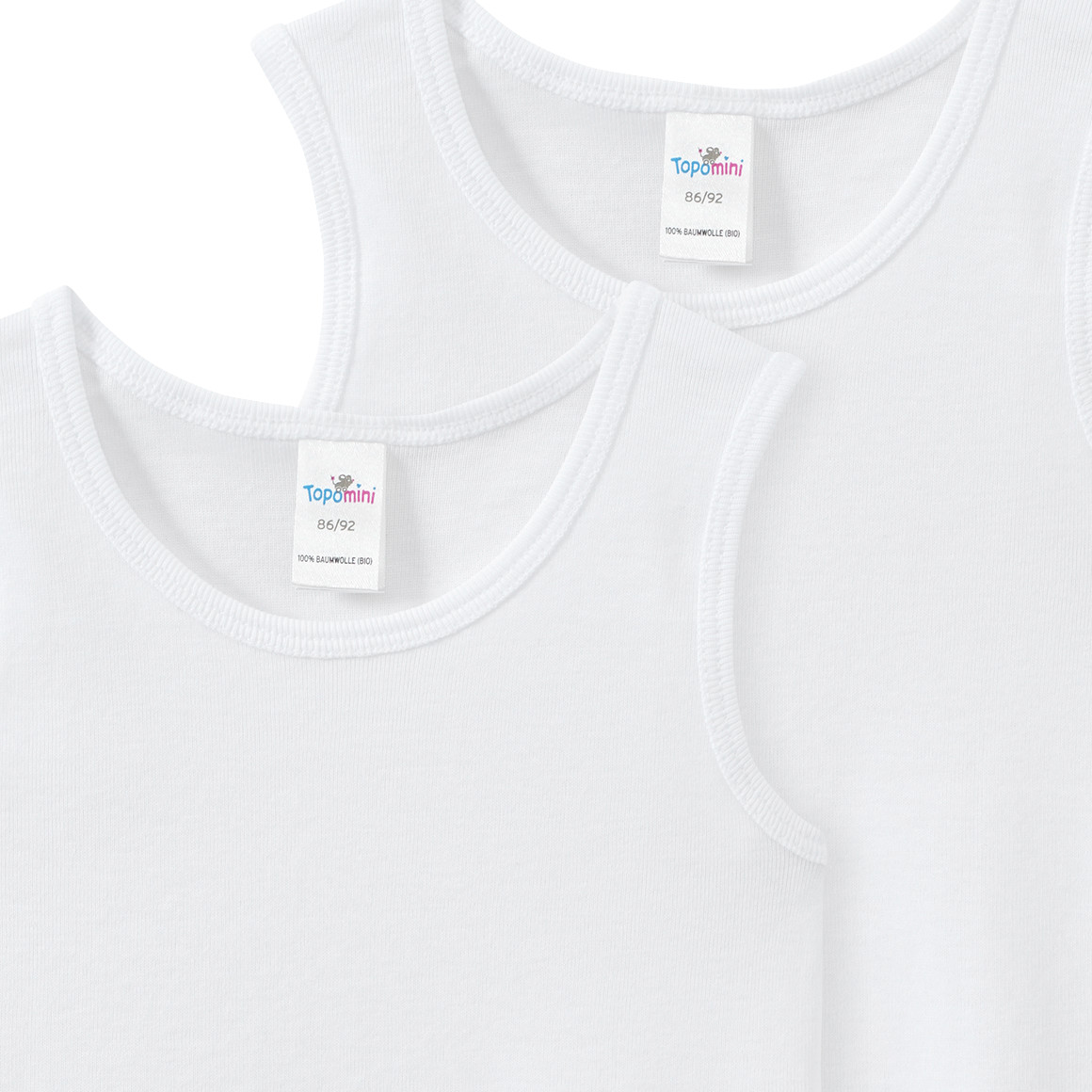 Topomini 2 Baby Unterhemden unifarben weiss