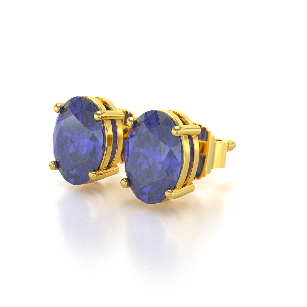 Boucles d'oreilles ADEN Or 585 Jaune et Tanzanite forme Ovale 1.6grs