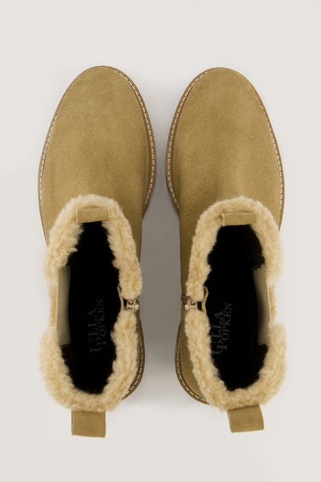 Chelseaboots, Teddyfell-Besatz, Fleecefutter, Weite H
