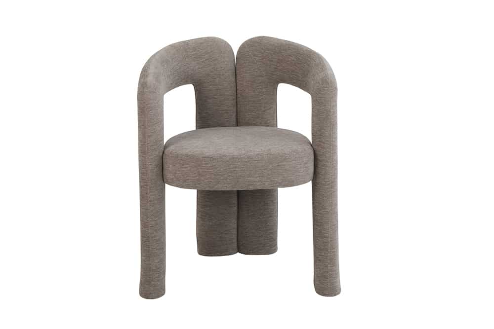Design Stuhl ARCH greige Chenille mit Armlehne Rundum-Bezug