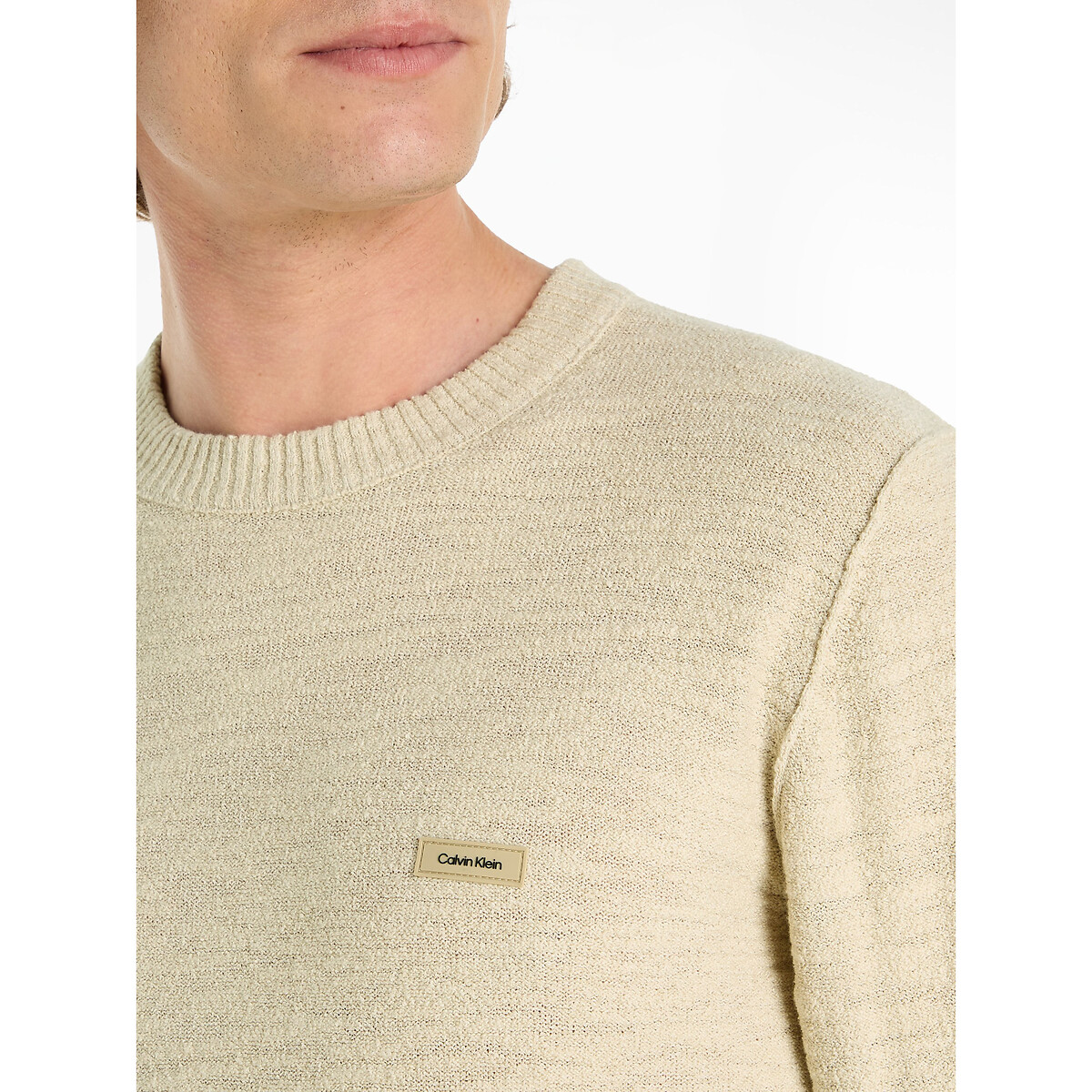 CALVIN KLEIN<br>Suéter de gola redonda com textura irregular