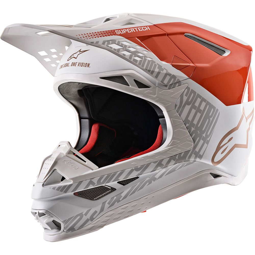 Alpinestars - Casque Supertech S-M8 Triple Blanc / Orange fluo / Or
