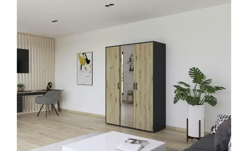 Drehtürenschrank Absetzung: Grau 140 cm 3 Stück