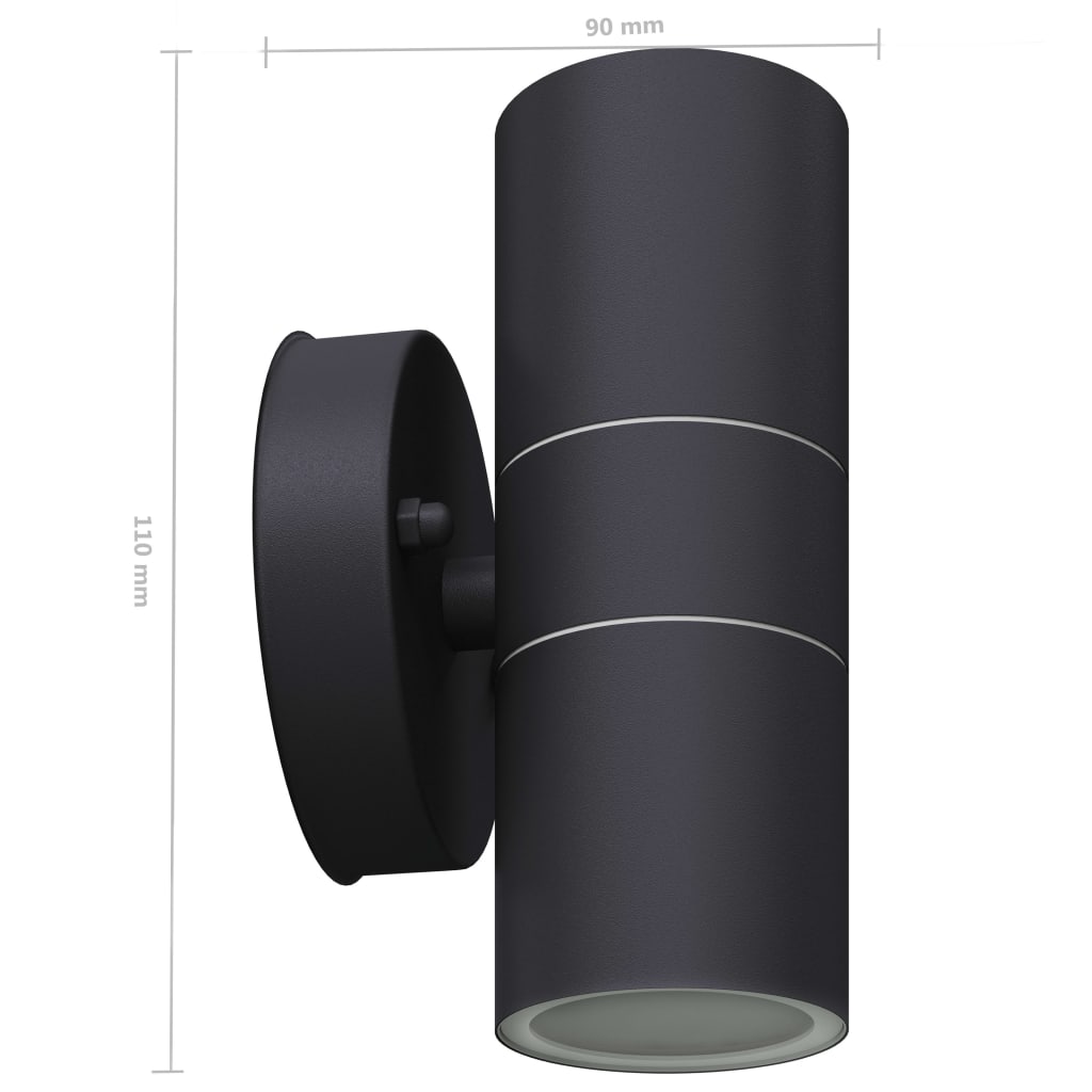 Applique murale led d'extérieur 2 pcs acier inoxydable haut bas