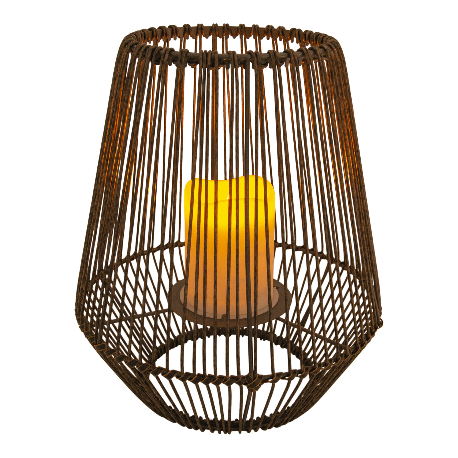 LED-Solarl-Laterne PLASTO - braun - mit Flammeneffekt