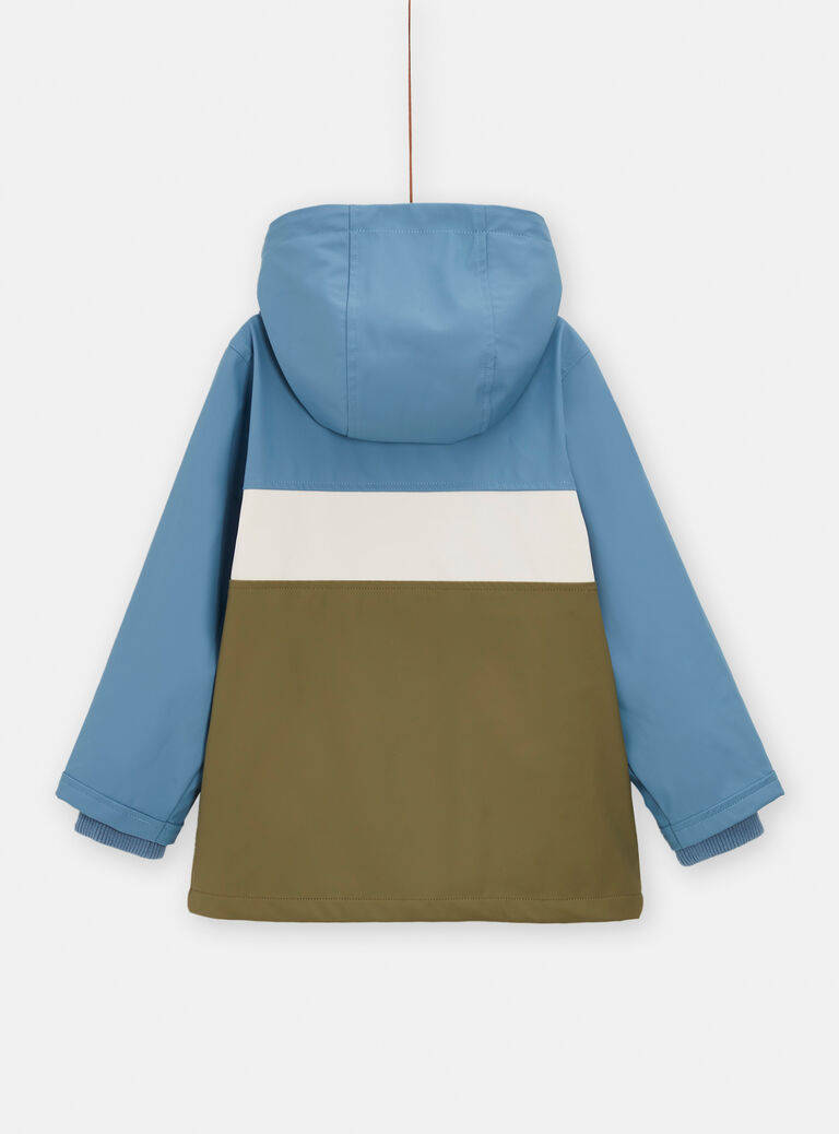 Veste imperméable à capuche colorblock pour garçon