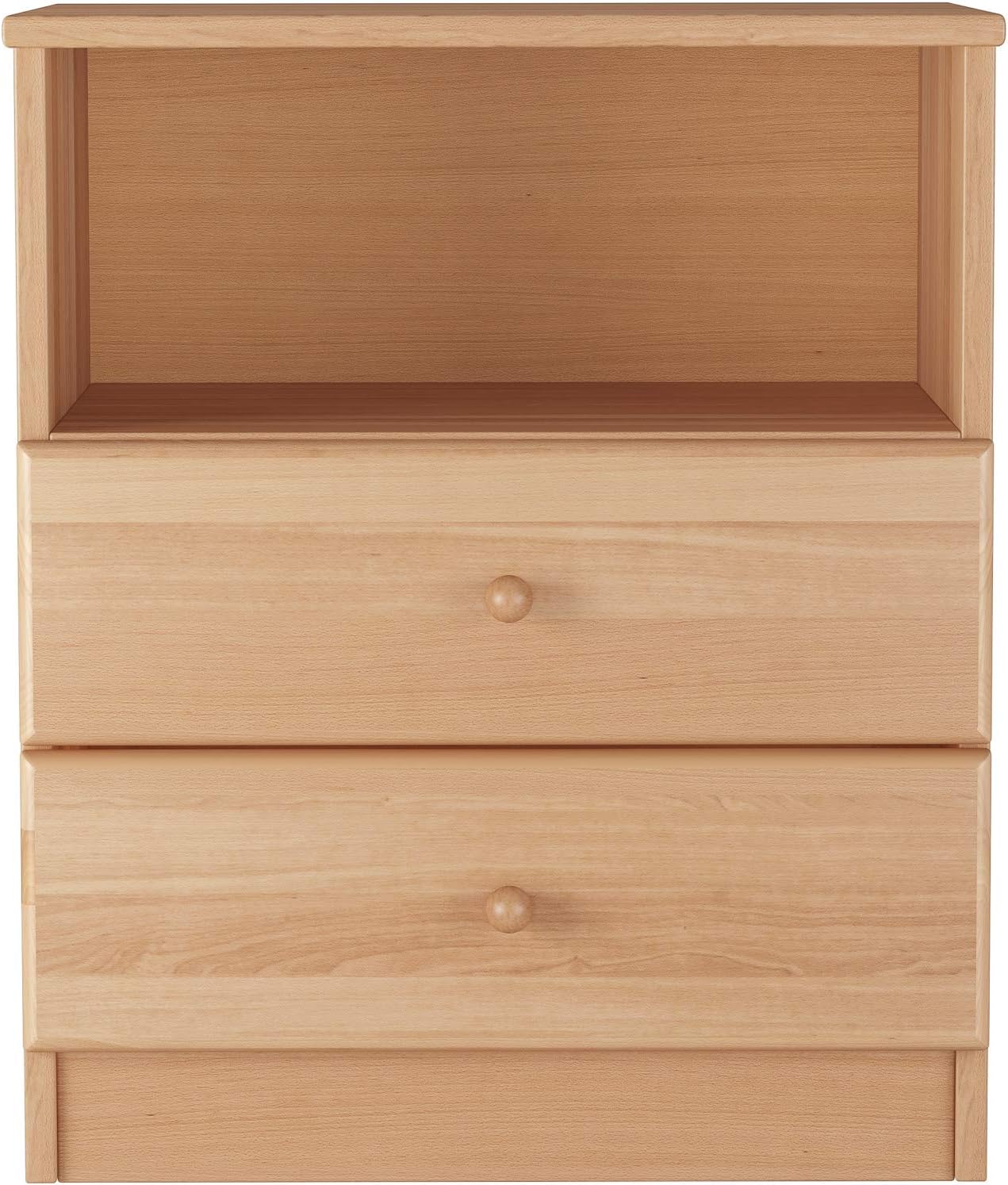 Erst-Holz 90.20-K35 hohe Nachtkonsole Buche Nachttisch mit Zwei Schubladen und offenem Fach