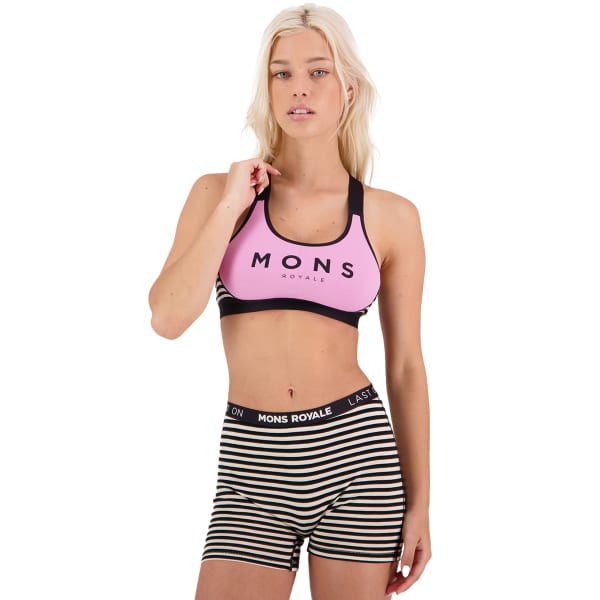 Brassière running MONS ROYALE STELLA X-BACK BRA W PINK STRIPE