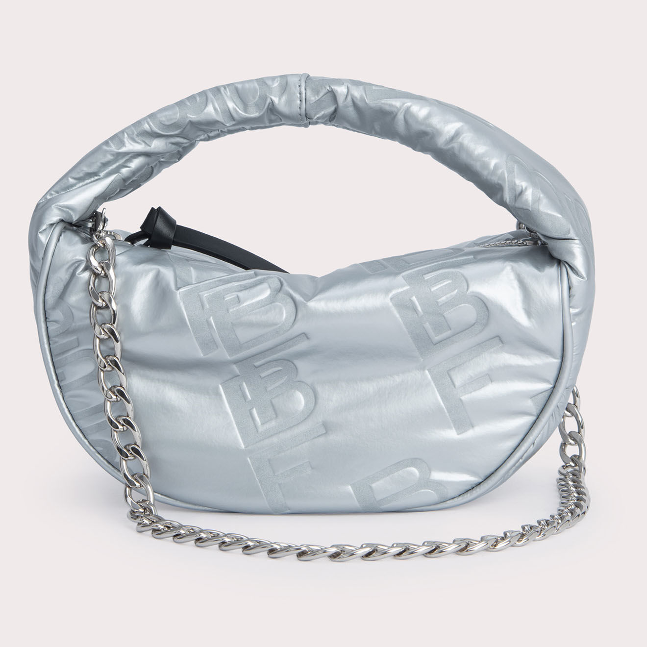 By Far Sac à main Baby Cush argenté -  12x22.5x8 cm