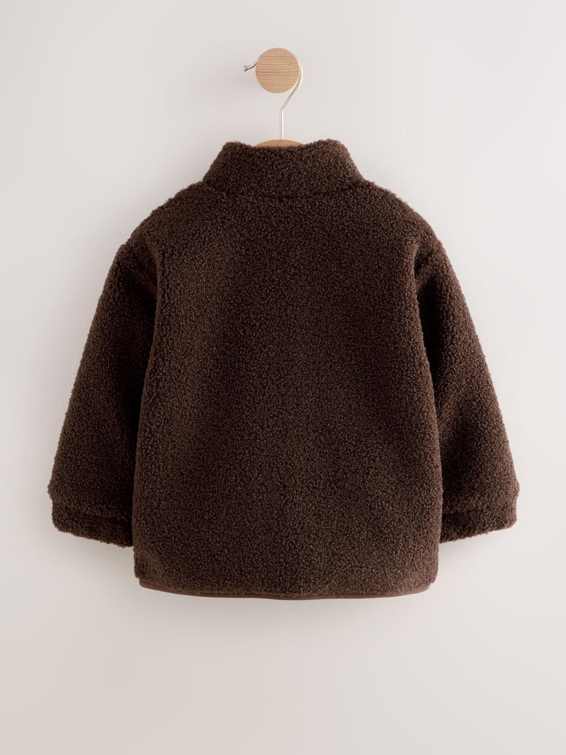 Chocoladebruin - Effen fleece met rits en trechterhals (3mnd-7jr)