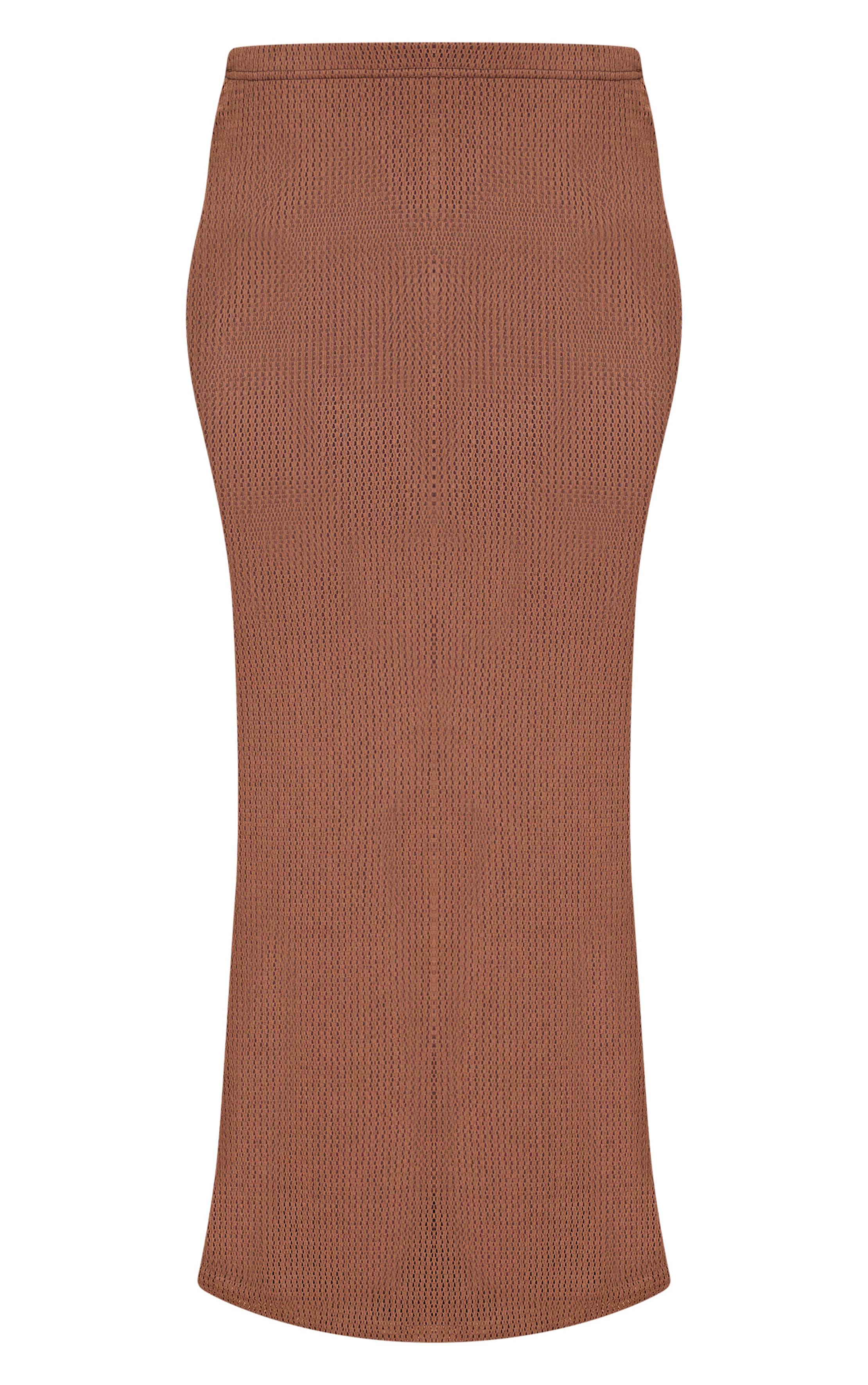 Chocolat Ensemble Jupe Longue Texturée Doublée