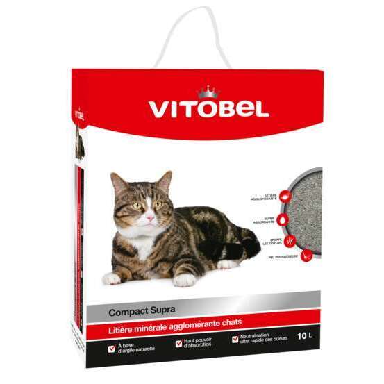 Litière minérale pour chat Vitobel Compact Supra - 10 litres