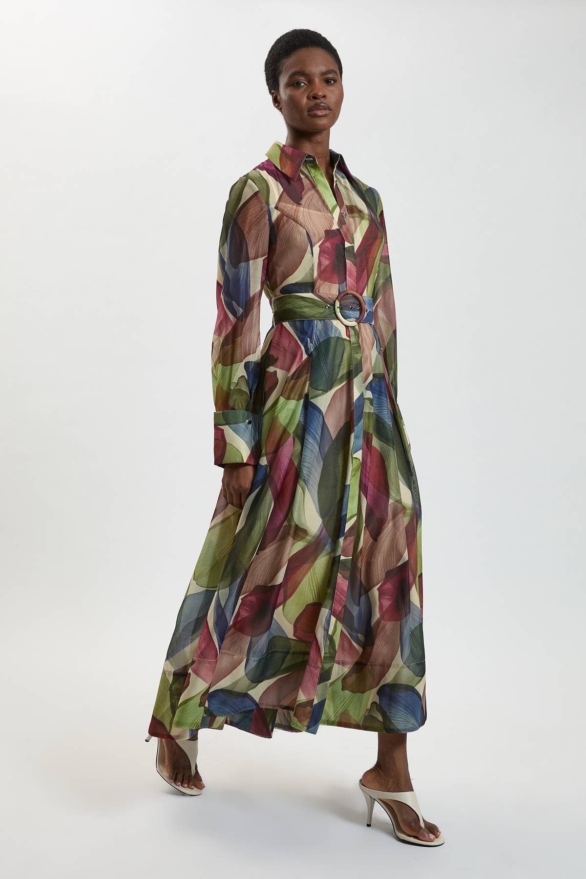 KarenMillen Robe Chemise Maxi En Organza À Imprimé Pétales Petite