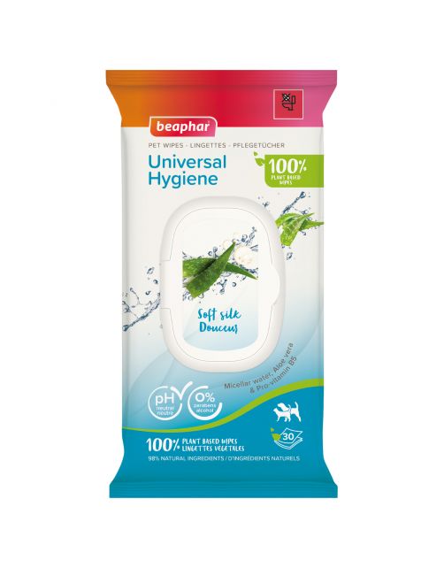 Beaphar Dierendoekjes Universal Hygiene - Vachtverzorging - 30 stuks 100% Plantaardig