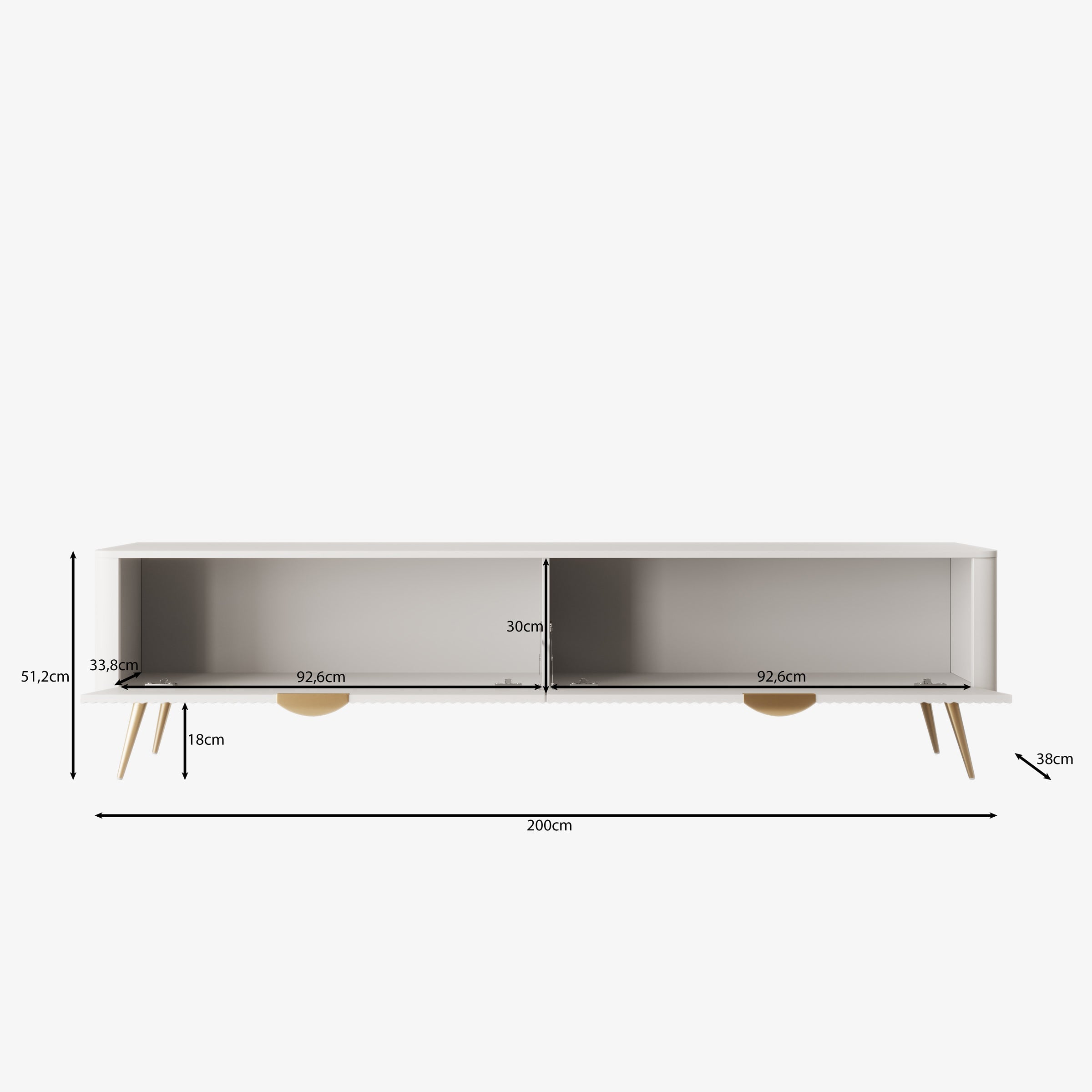 Meubella - TV-Meubel Lima - Wit - 200 cm
