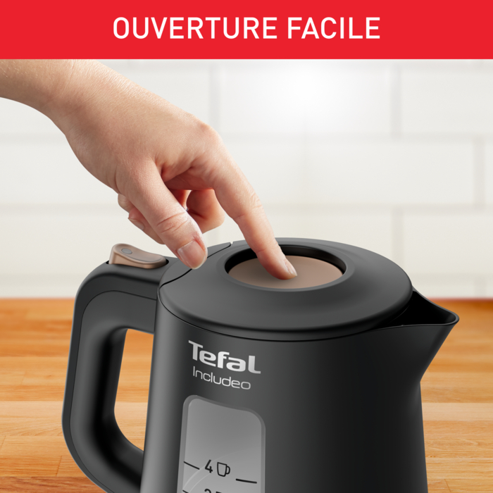 Bouilloire électrique INCLUDEO 1 L, Utilisation facile pratique, Poignée ergonomique