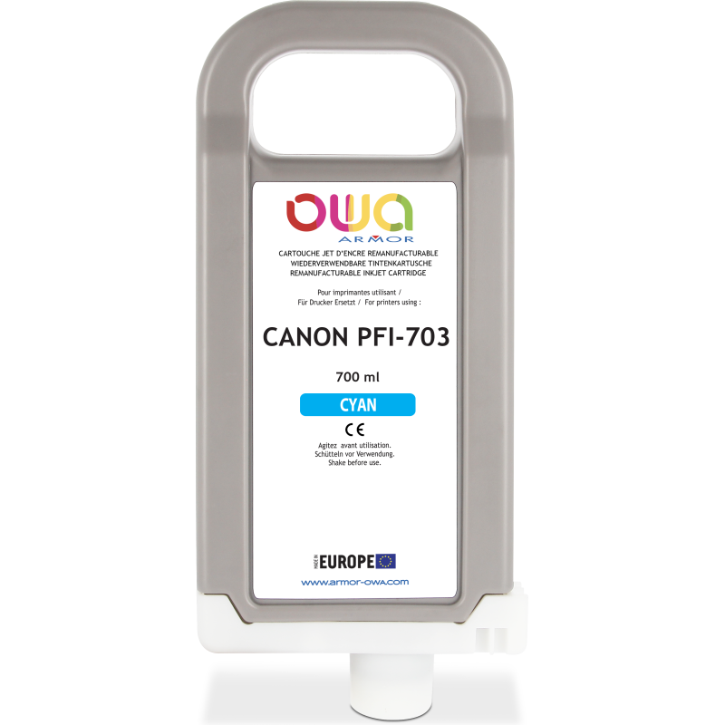 Cartouche d'encre traceur remanufacturable OWA - standard - Cyan - pour CANON PFI-703 C