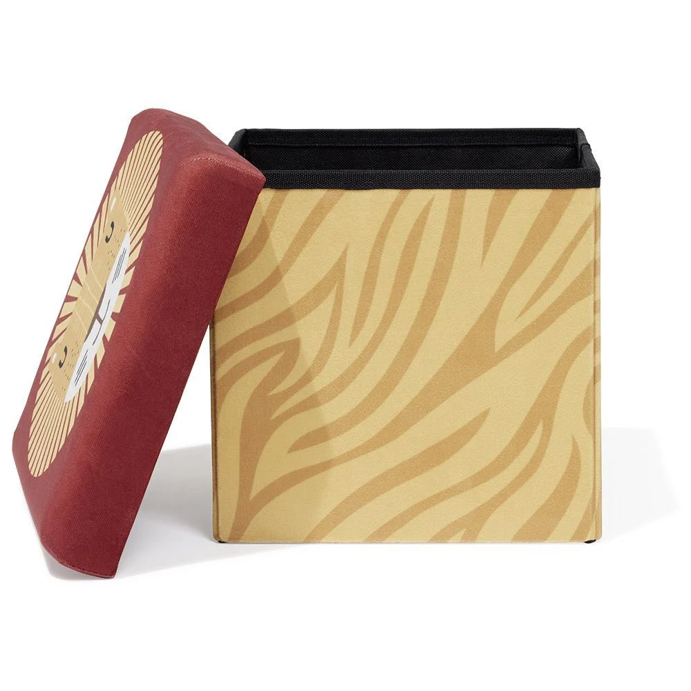 Pouf coffre cube Clara lion - L30xP30xH30 cm