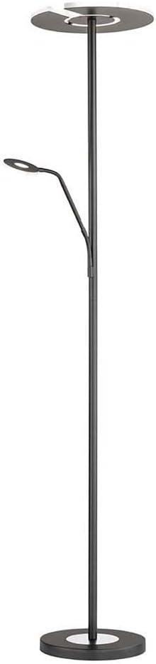 Fischer & Honsel Stehleuchte Dent | Deckenfluter & Lesearm | Helligkeit Stufenlos Dimmbar | Farbtemperatureinstellung 3 Stufen | Tastdimmer | 40318 | EEG: F, Schwarz