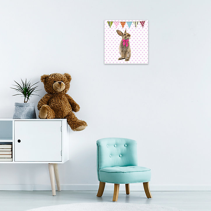 Toile imprimée lapin 30 x 30 cm