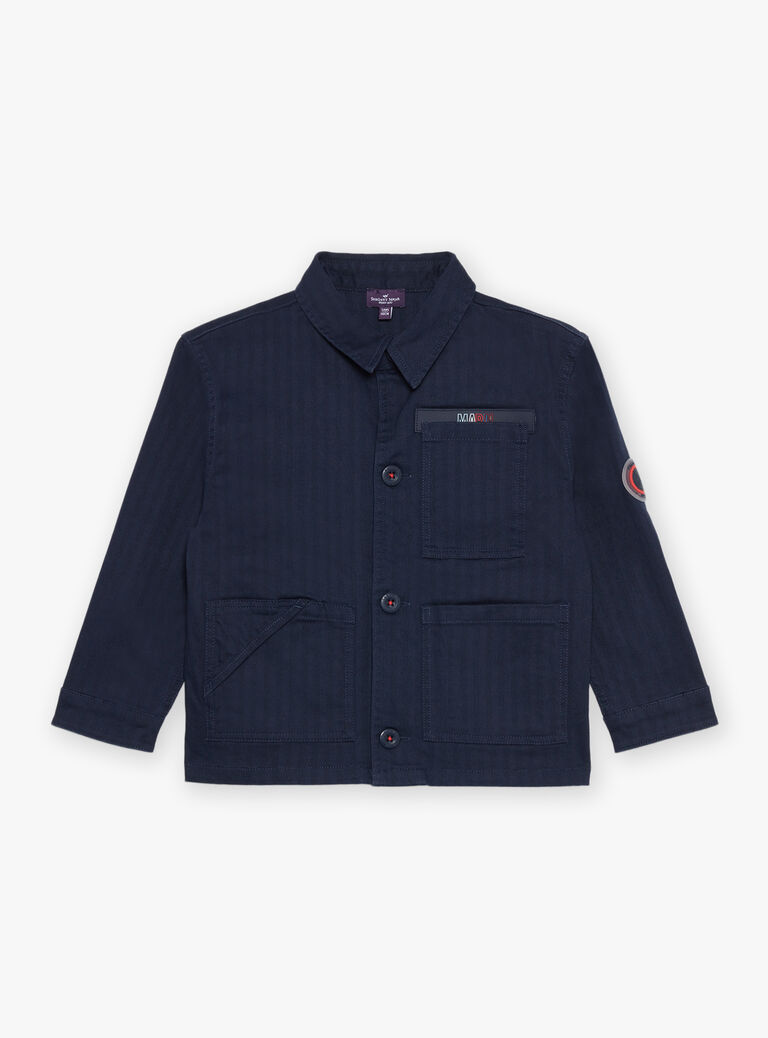 Veste bleu marine à rayures ton sur ton