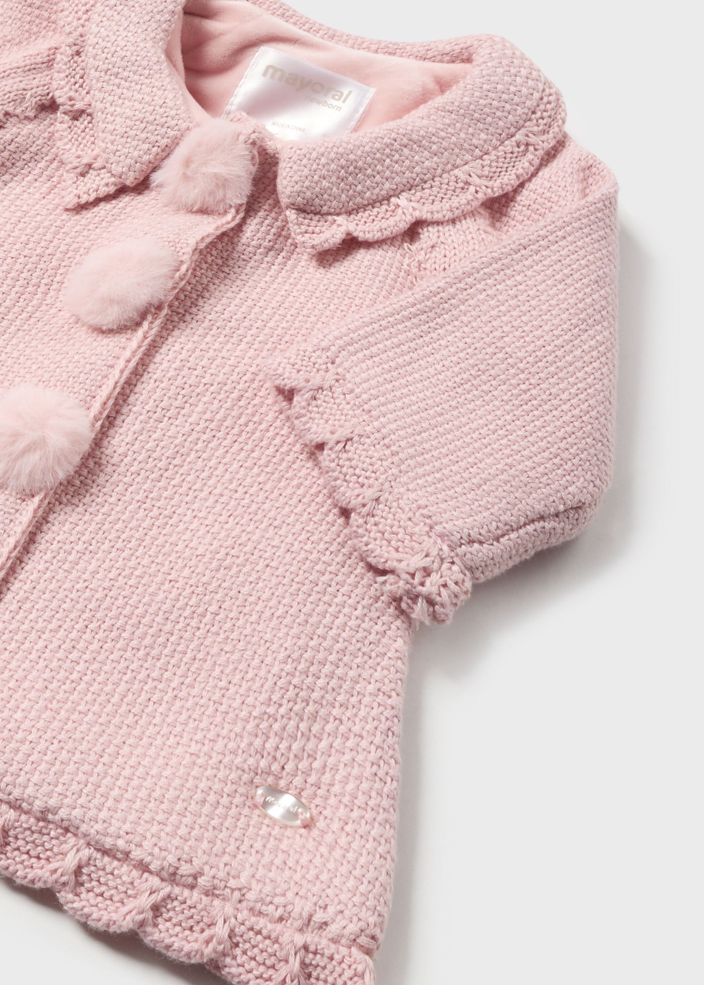 Casaco de tricô com gorro para recém-nascido