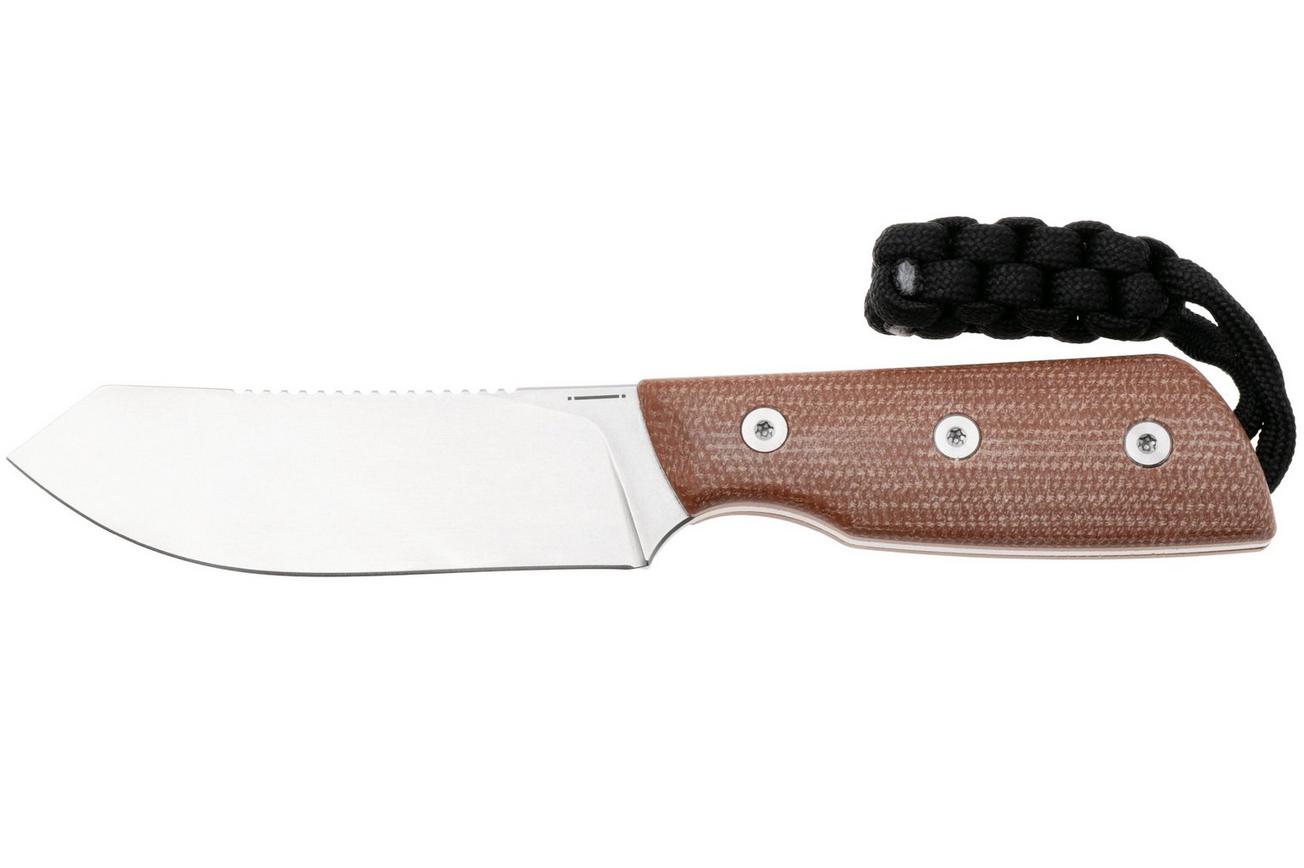 StraightLine Digger DG-NC Stonewashed 14C28N, Natural Canvas Micarta, vaststaand mes