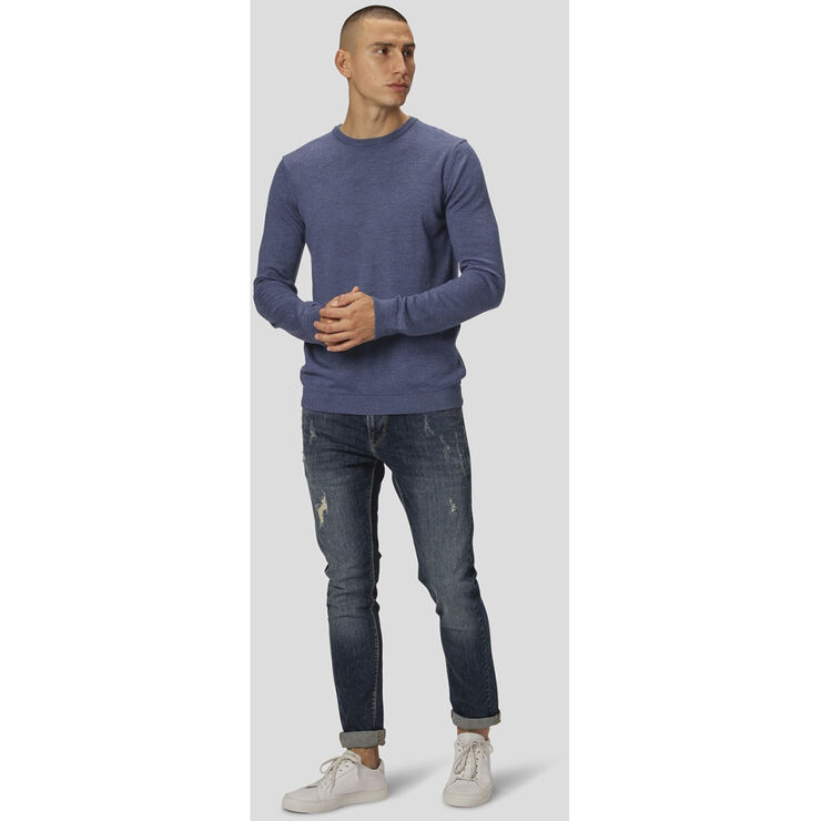 Clean Cut Copenhagen Merino Wool Crew Blue melangé