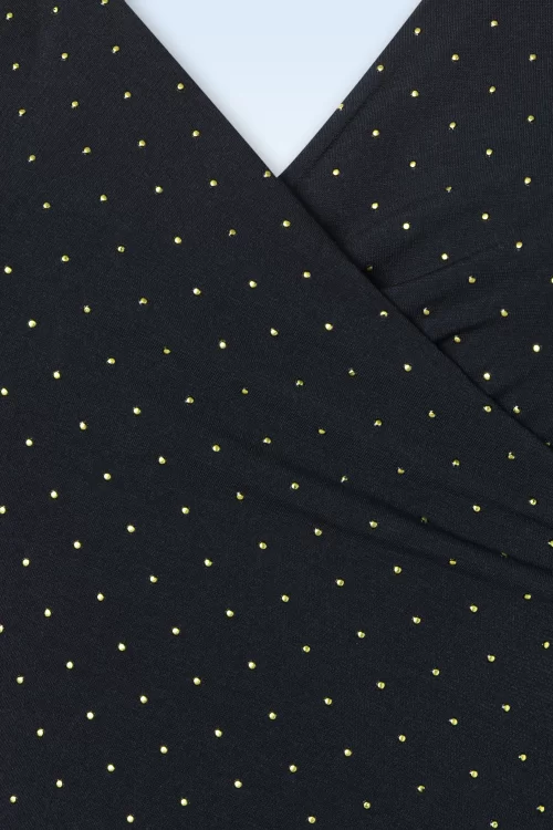 Vintage Chic for Topvintage Lilith pin dot pencil jurk in marineblauw
