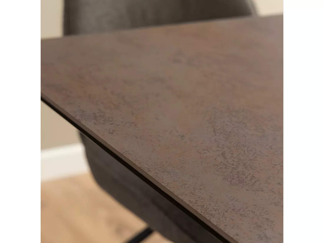 Eurame - Table à manger extensible 6 à 12 personnes en céramique et métal 200-240x100cm - Marron