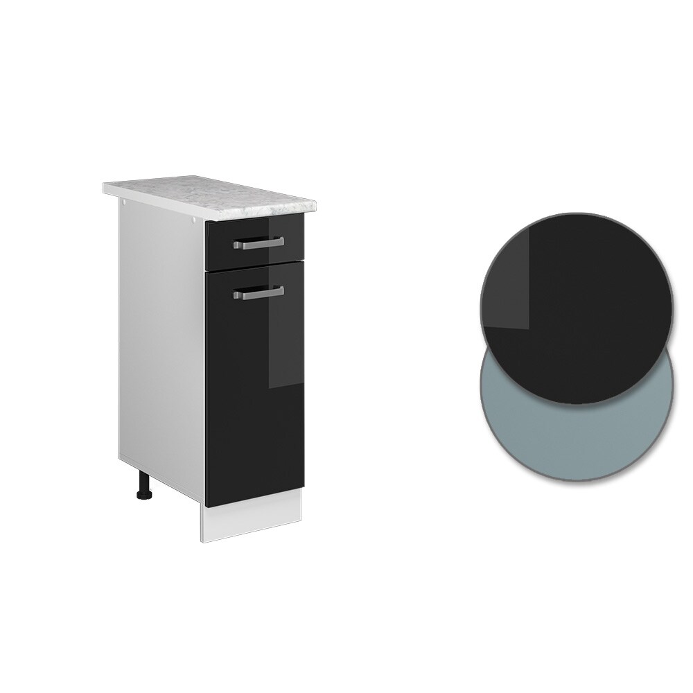 Vicco Schubunterschrank Küchenschrank R-Line Solid Weiß Schwarz 30 cm modern Arbeitsplatte