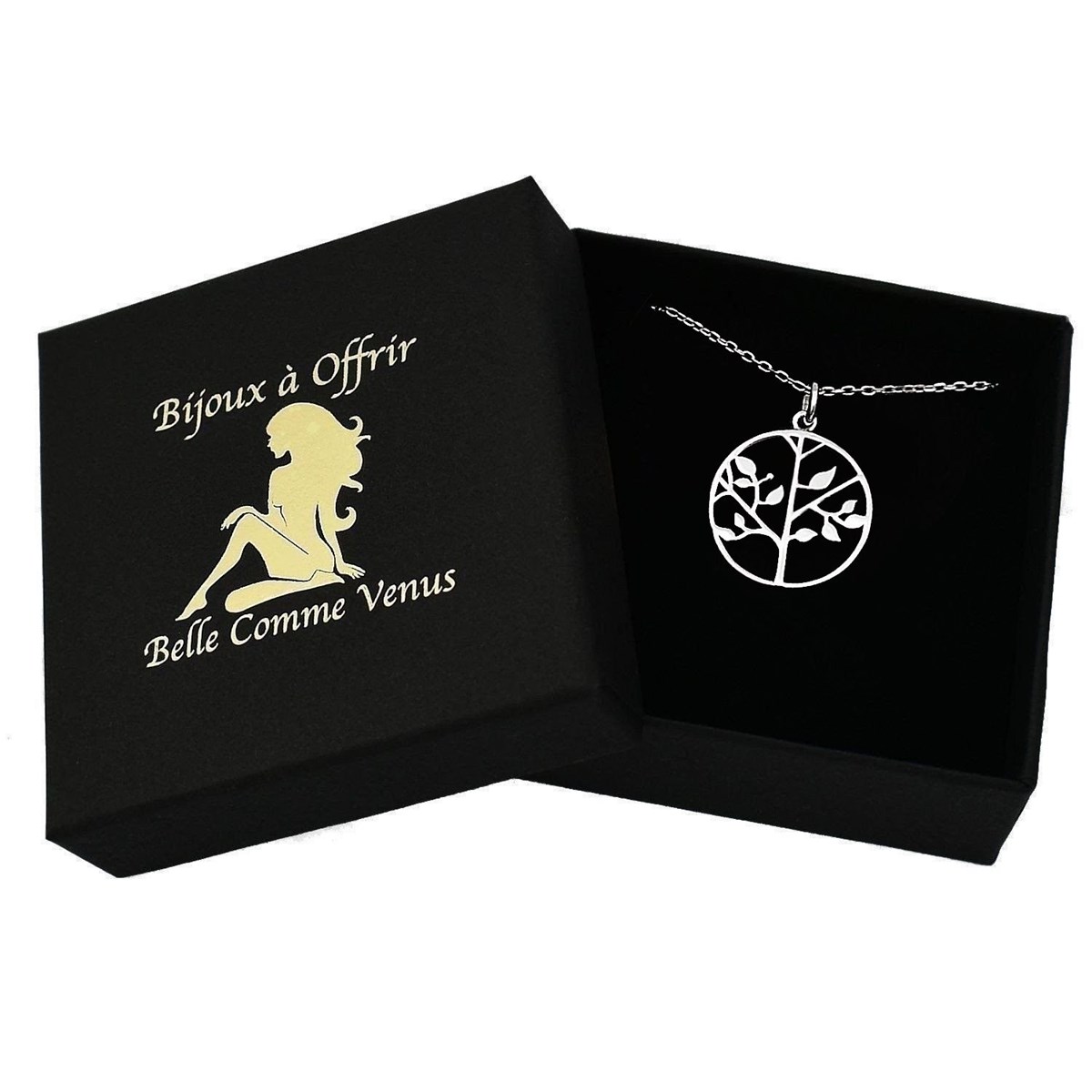 Collier arbre de vie cercle Argent 925 Rhodié