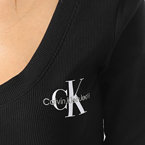 Tee Shirt Manches Longues Col V Femme 2023 Noir